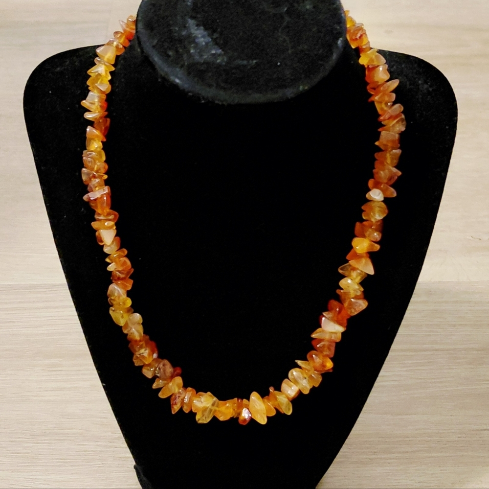 Amber‎ Beaded Chip Necklace 18in